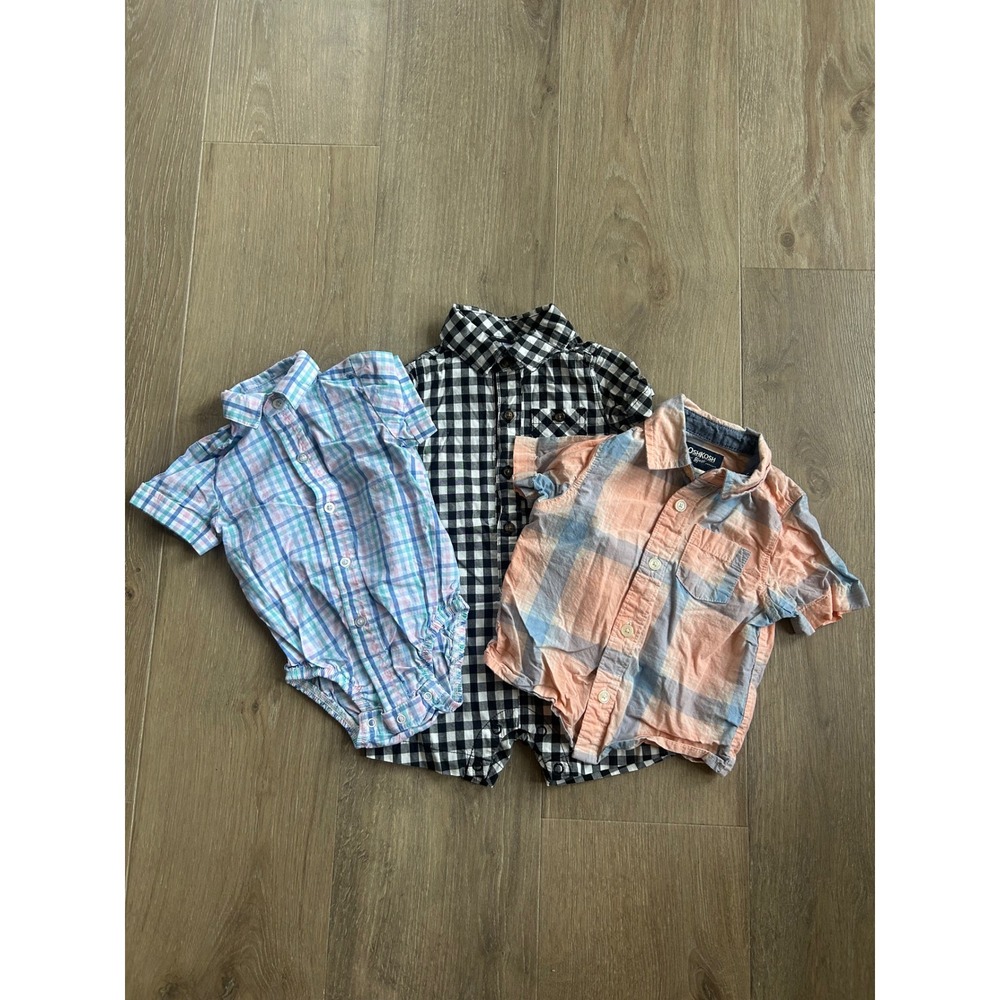 Baby Boy Bundle of 3 Mix of Shirt, Bodysuit & Romper Size 9 Months Short Sleeves